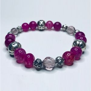 8mm Dragons Vein Pink Agate Bracelet